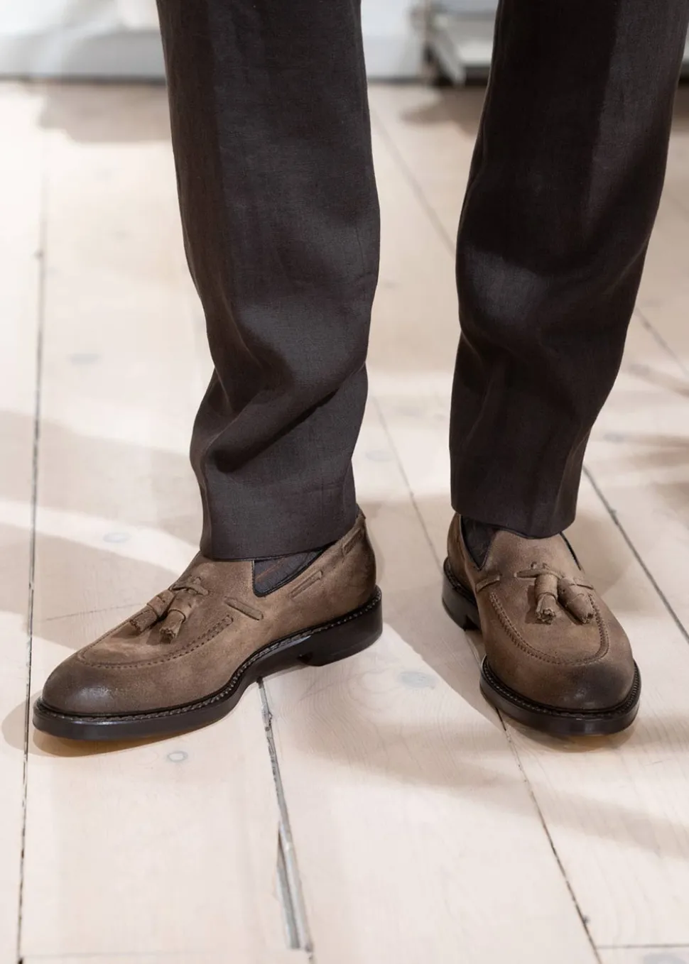 Brown Suede Loafer Tassels