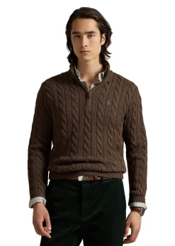 Cable Knit Cotton Quater Zip Sweater