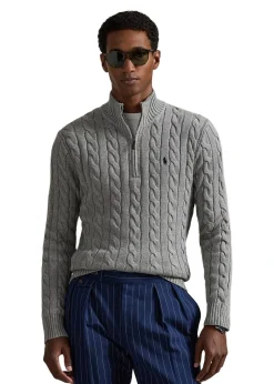 Cable Knit Cotton Quater Zip Sweater