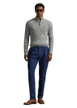 Cable Knit Cotton Quater Zip Sweater