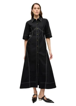Cotton Poplin Long Shirt Dress