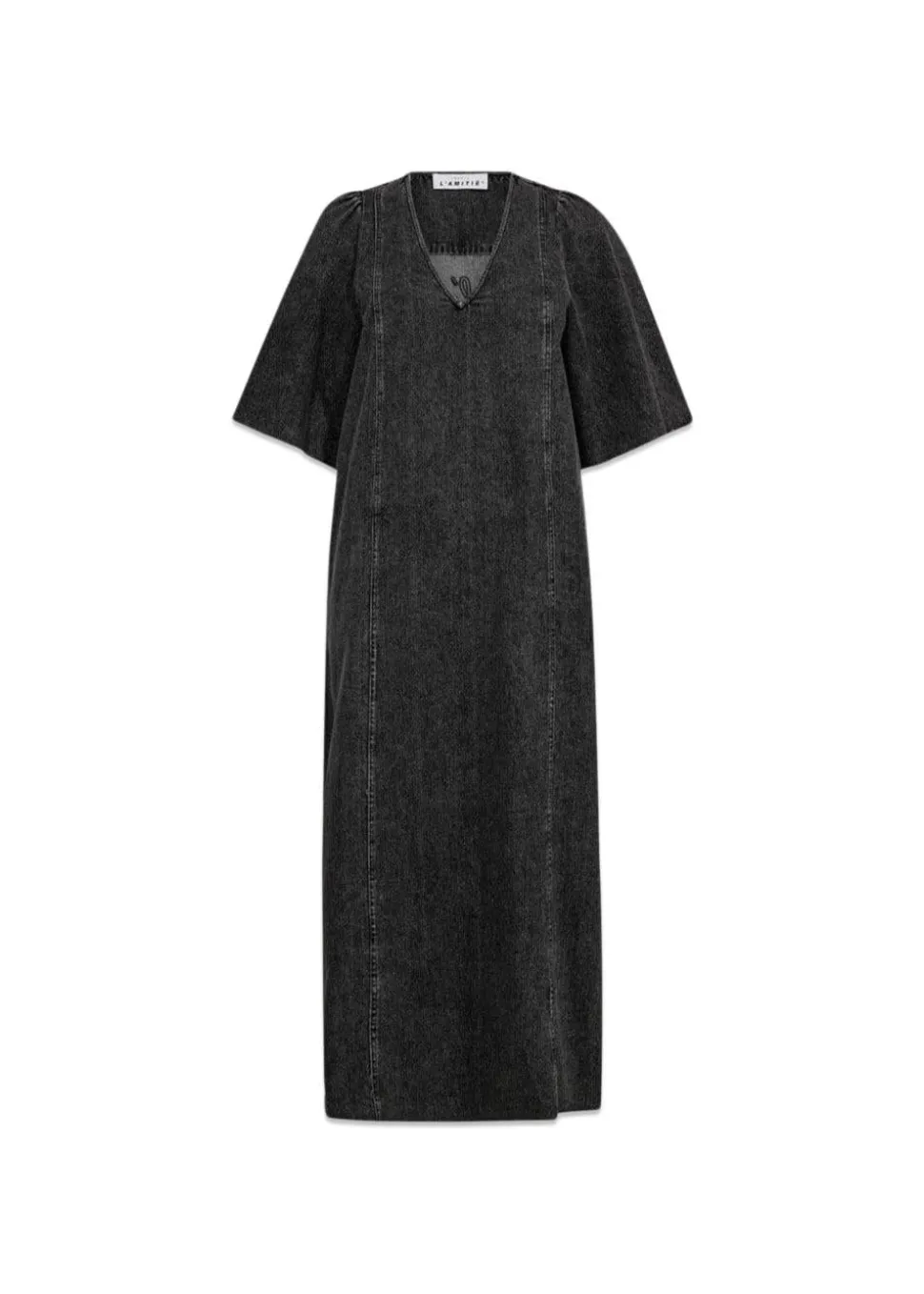 Denim Raw Hem Dress Black