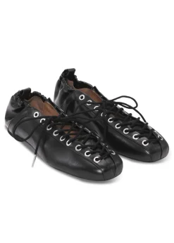 Eyelets Lace Up Ballerina Crinkle Oleatex