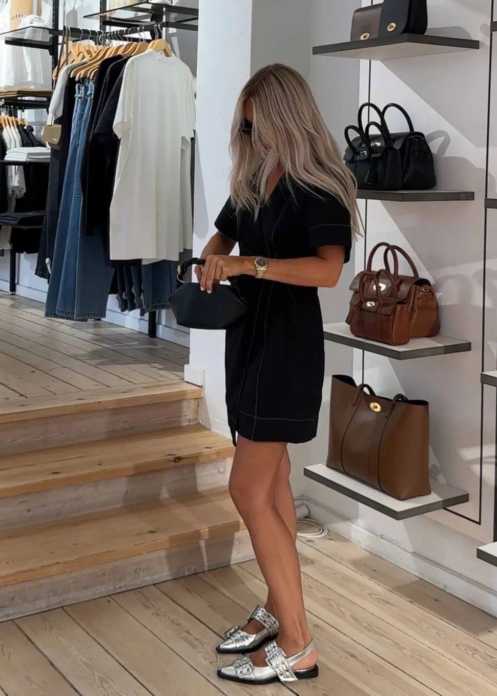 Feminine Buckle Ballerina Metallic