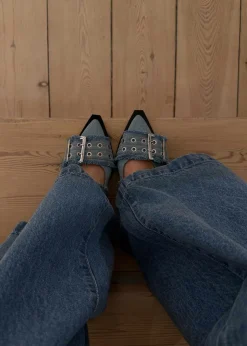 Feminine Buckle Ballerina Charms Denim