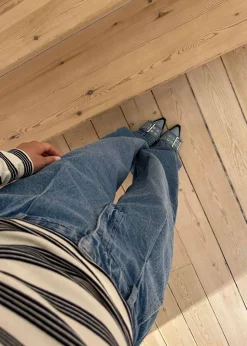 Feminine Buckle Ballerina Charms Denim