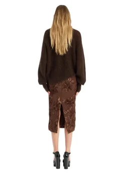 FLOWER MESH PENCIL SKIRT