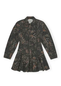 Printed Stretch Cotton Buttoned Mini Dress