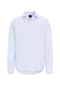 Reg Fit Wide Spread Linen Venetian Stripe Shirt