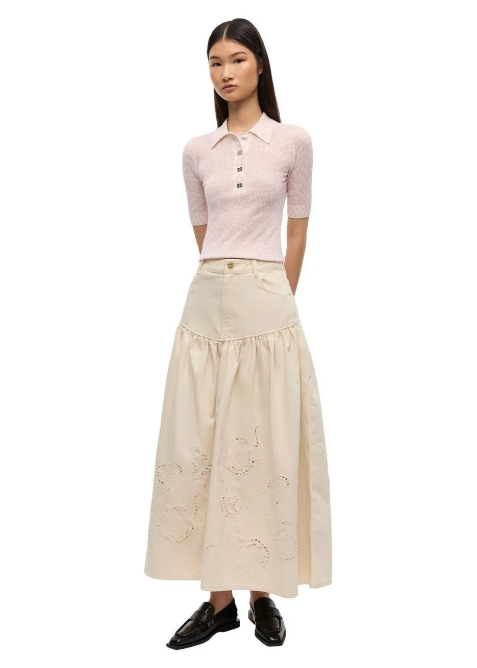 Studs Square Toe Loafer Shiny Croco