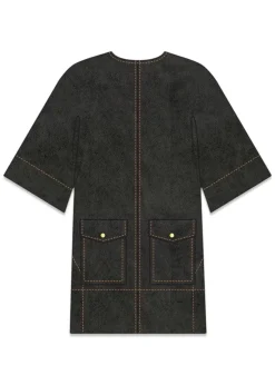 Washed Stretch Cotton Boxy Kimono Mini Dress