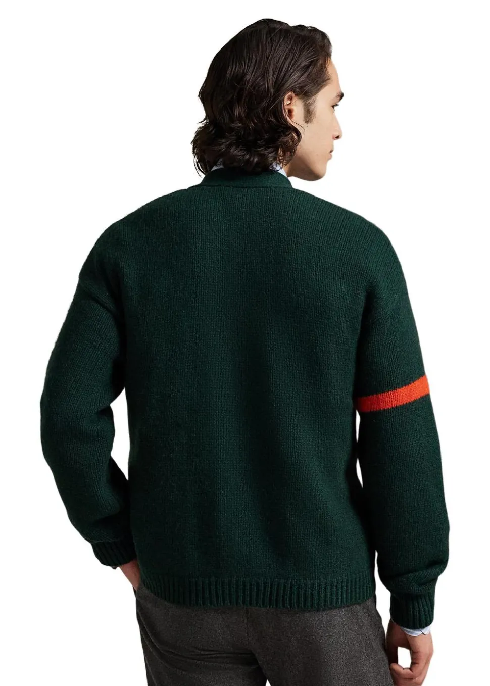 Wool V-Neck Letter Cardigan